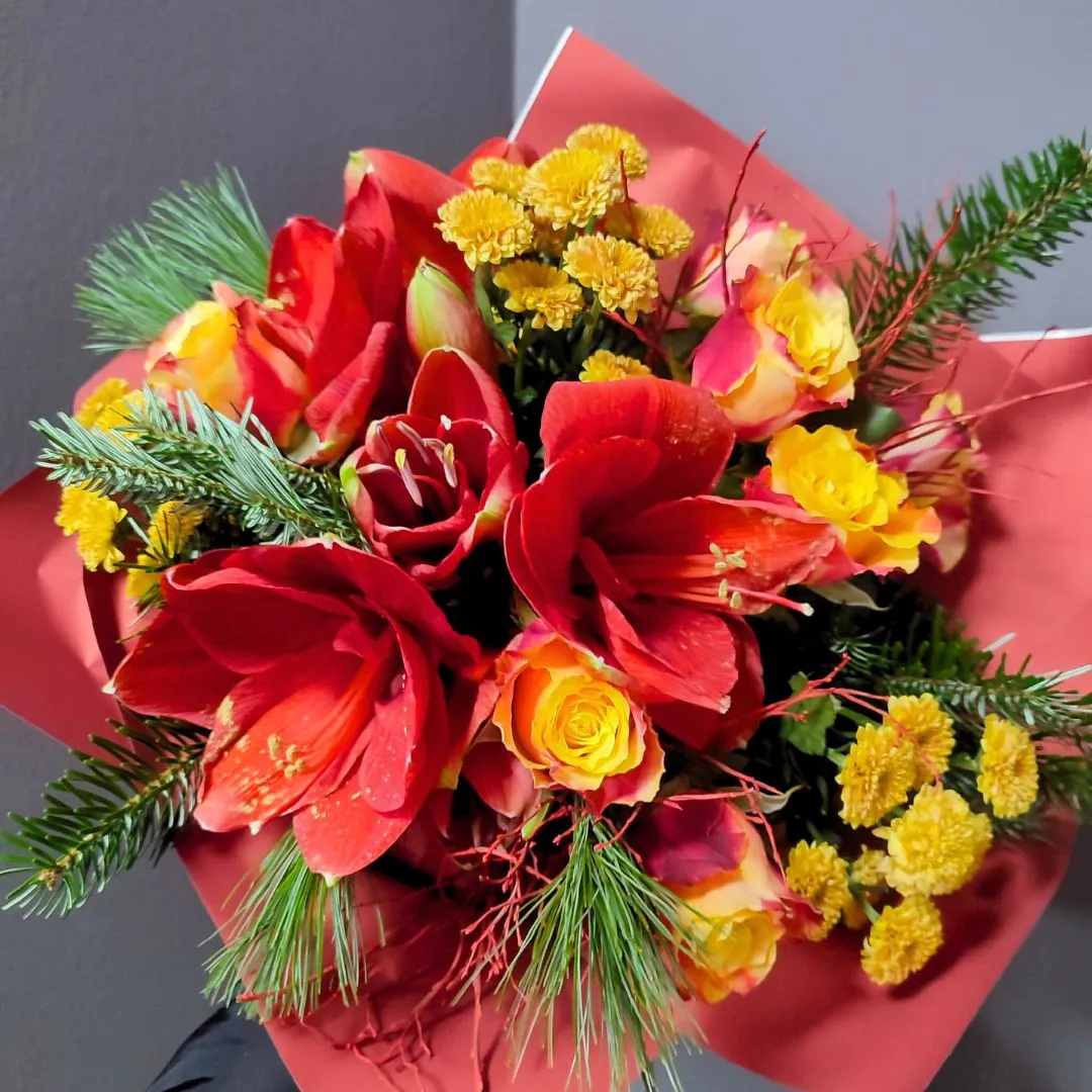 Bouquet Incanto Inverno Amaryllis e Rose
