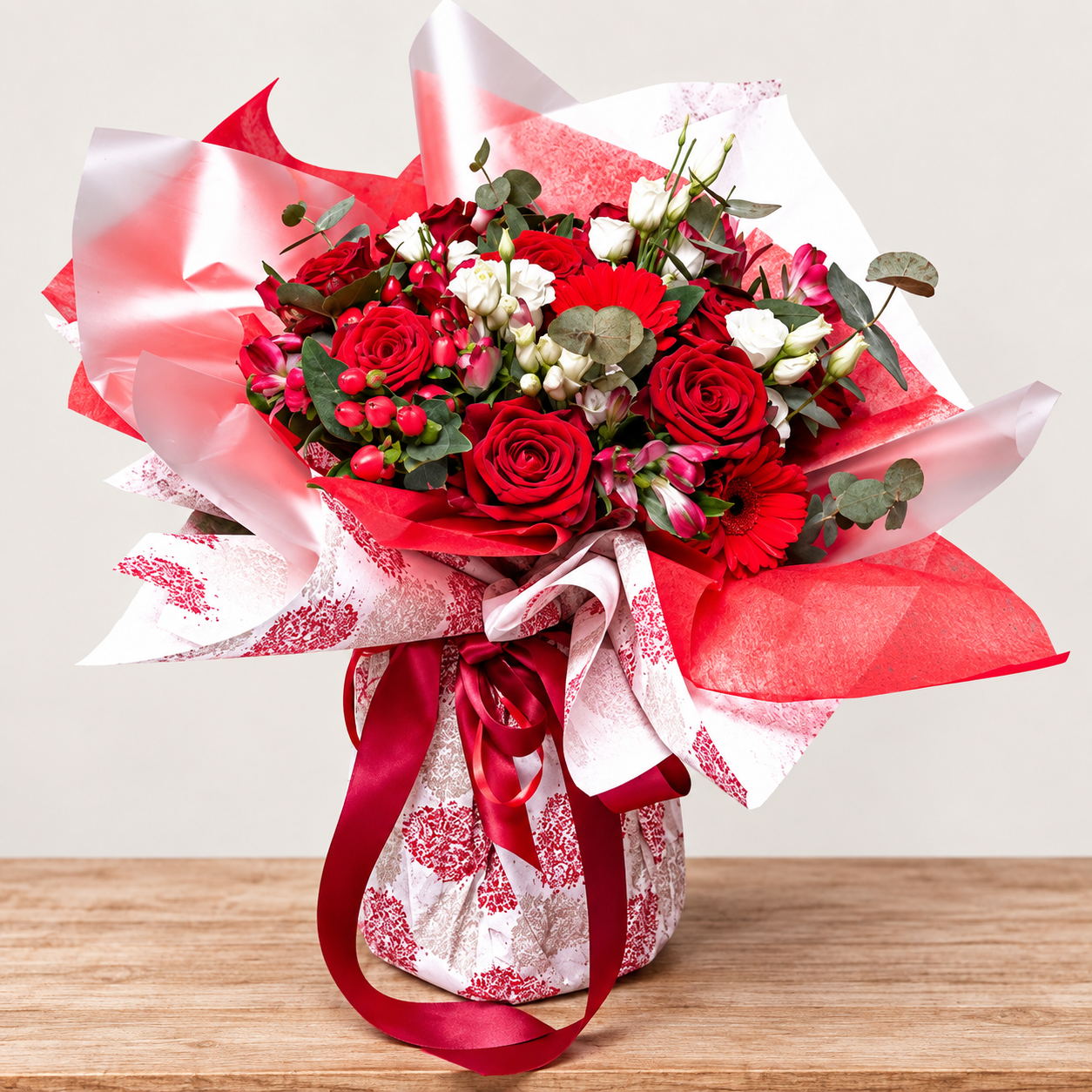 Bouquett'O "Amore in Ufficio" – Rose Red Naomi e Fiori di Stagione Anniversario al lavoro - immagine 2